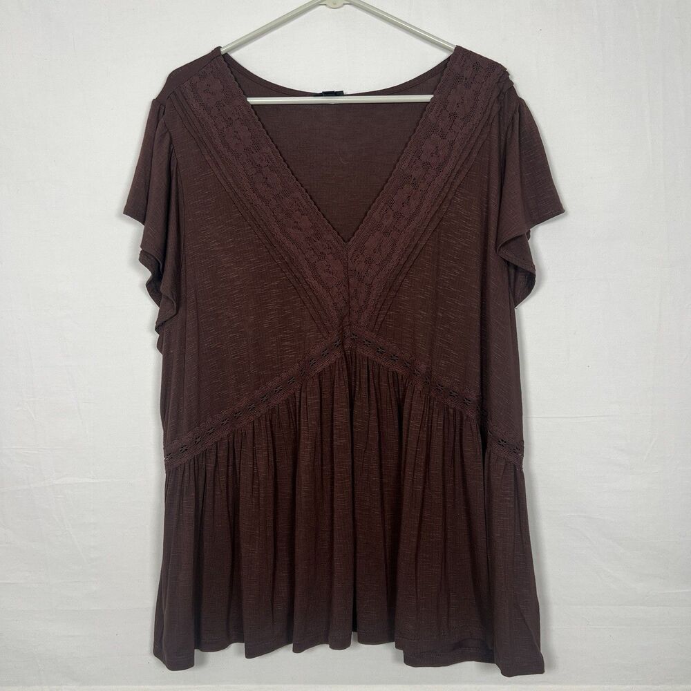 Torrid 3 Boho Crochet Trim Babydoll Top Plus Size Flowy Peasant Cottagecore